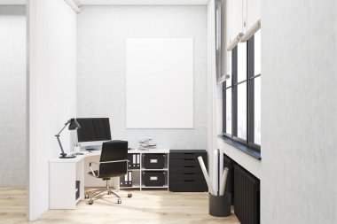 Office posteri ile beyaz duvarlı
