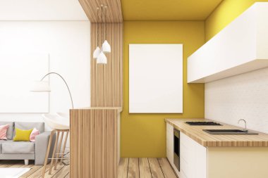 Bir stüdyo dairede mutfak poster