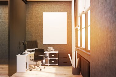 Gri tonda posteri ile office duvarlı