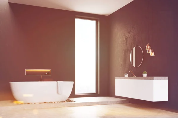 Pencere ve lavabo, banyo tonda köşesinde — Stok fotoğraf