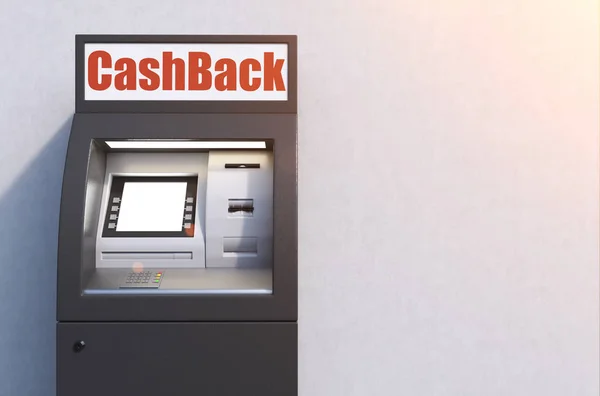 Closeup of a black atm machine near a concrete wall — Stock Photo, Image