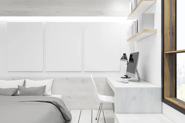 Sovrum med bild galleri, vit trä — Stockfoto