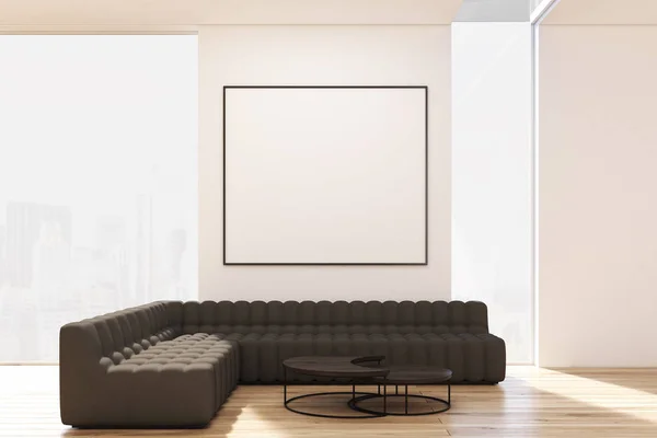 Salón con dos sofás y póster — Foto de Stock
