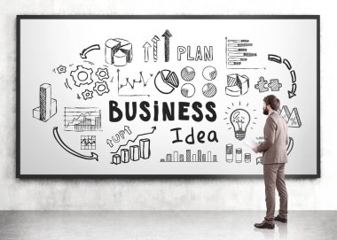 İşadamı bej ve iş fikri