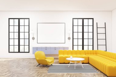 Modern lounge iç, poster, koltuklar