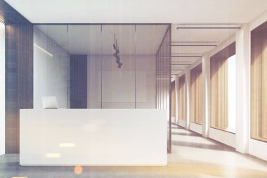 Office lobi, temiz ve parlak, koyu tonlu