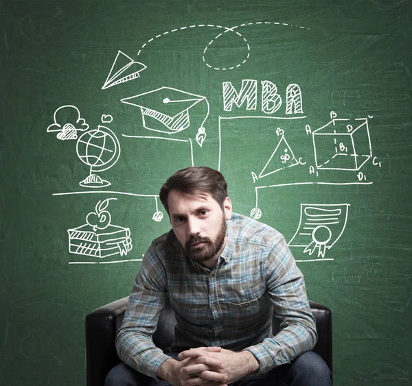 Bearded guy and MBA sketch — Stock Photo, Image