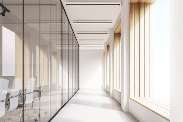Office koridor, cam, poster önden görünümü — Stok fotoğraf