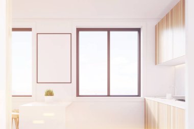 Tonda ışık Ahşap mutfak iç, yan görünüm