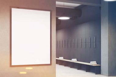 Tezgah ve poster, tonda modern soyunma odası