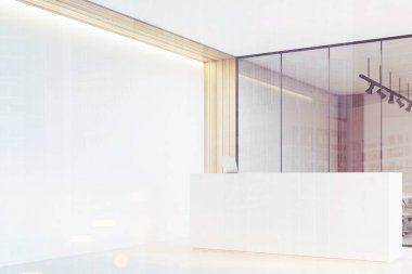 Office lobi, temiz, parlak, Resepsiyon, yan, sesi