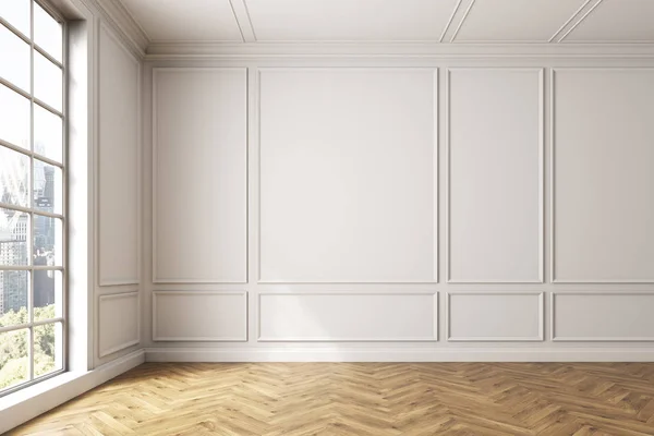 Пустой интерьер белой комнаты, окно — стоковое фото
