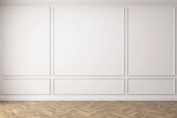 Boş beyaz oda, ahşap zemin — Stok fotoğraf