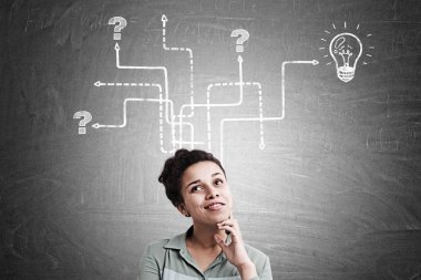 Afrikalı-Amerikalı kadın, soru işareti labirent