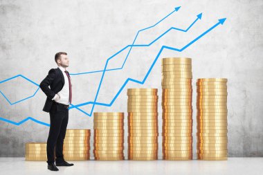 Adam ağaç grafikler, paralar gelişen yan görünüm