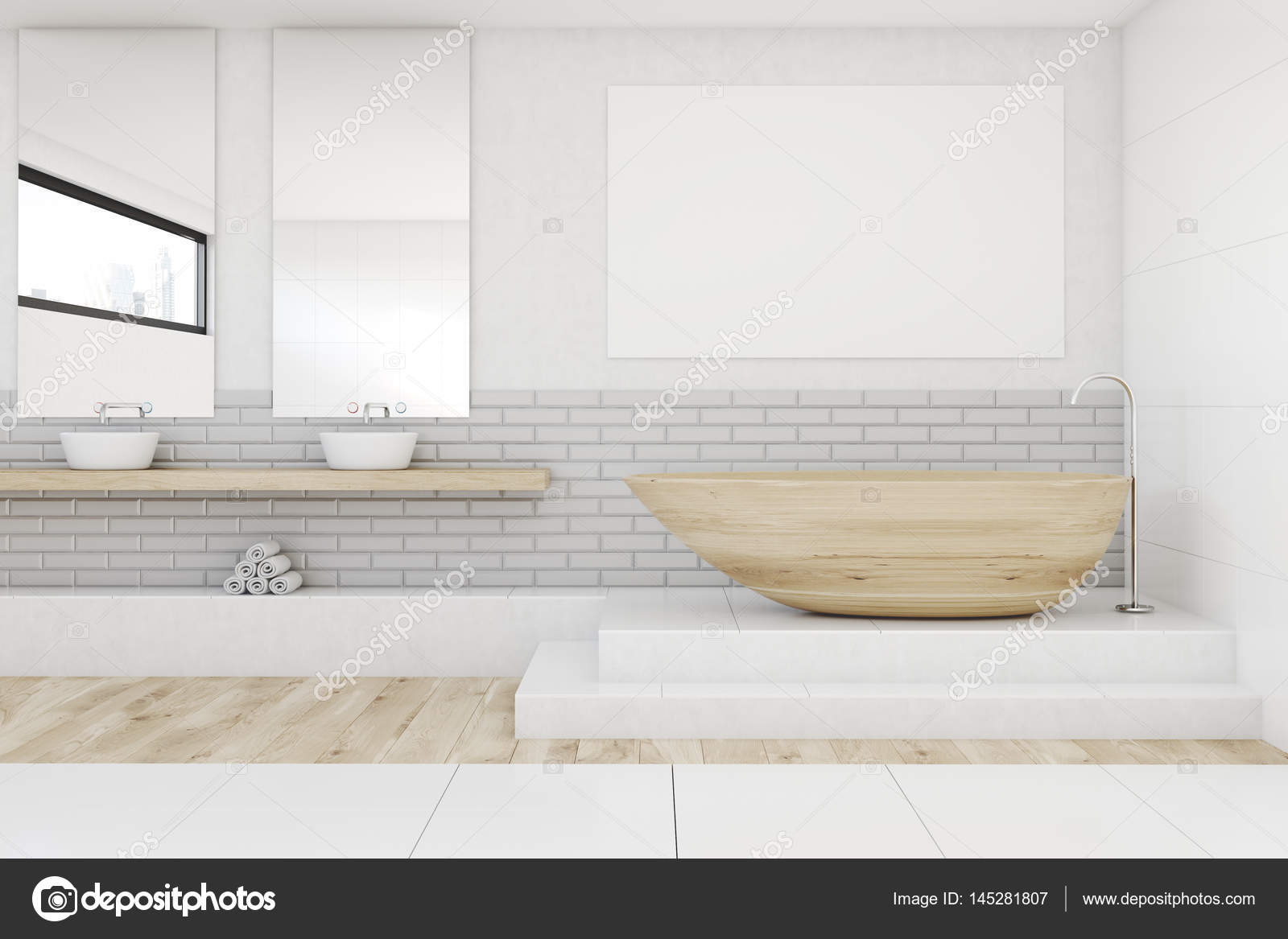 Badkamer met twee spiegels en poster — Stockfoto © denisismagilov ... Badkamer met twee spiegels en poster — Stockfoto © denisismagilov ...