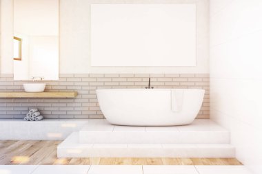 Banyo ayna ve poster, beyaz, tonda