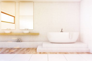 İki aynalar, beyaz, banyo tonda
