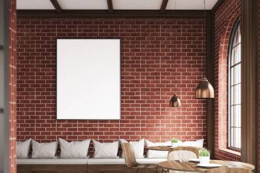 Bir kafe duvar, tuğla dikey çerçeveli poster
