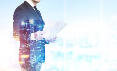 Yakın: işadamı mavi şehir belgelerle