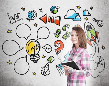 Geek Kız ve düşüncelerini betona kroki