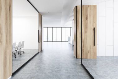 Ahşap ve cam ile Office koridor
