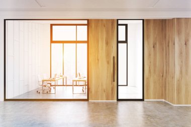 İç modern ofis lobisinin, cam, tonda