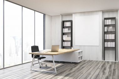 Gri duvarlar bir Ceo ofis köşesinde
