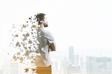 Arkadan görünüş işadamı gri City