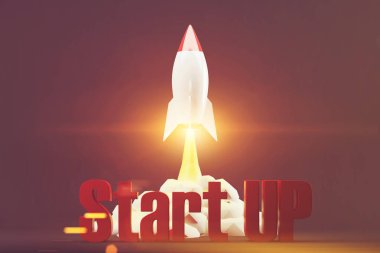 Dikey roket, siyah arka plan, 3d, ses