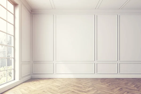 Boş beyaz oda iç, pencere, ışık — Stok fotoğraf