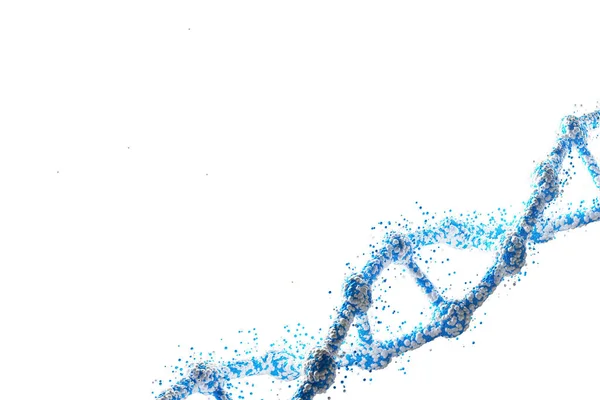 Синяя диагональная цепочка ДНК на белом фоне — стоковое фото