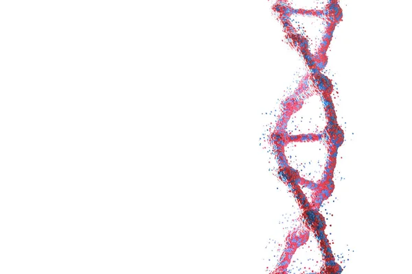 Rote vertikale DNA-Kette vor weißem Hintergrund — Stockfoto