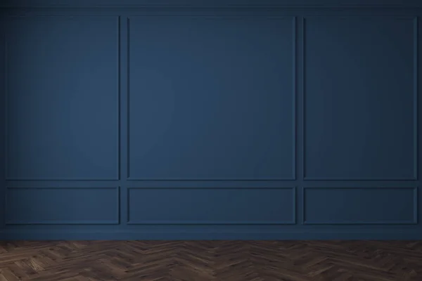 Empty dark blue room, dark floor