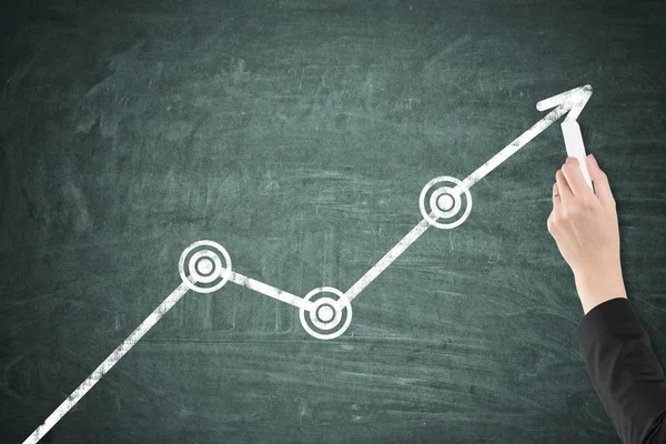 Geschäftsmann zeichnet ein Wachstumsdiagramm, grün — Stockfoto