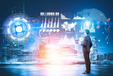 Adam kahve ve yuvarlak grafikler