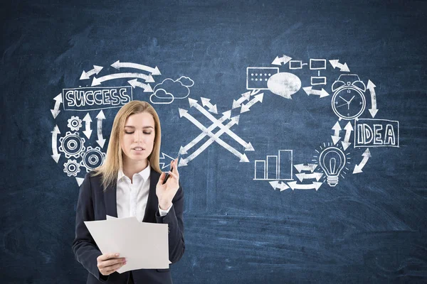 Woman with documents and infinity — Stock Photo, Image