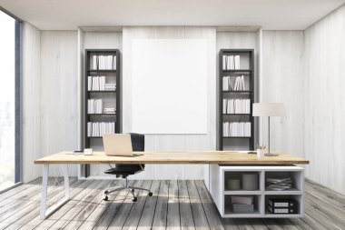 CEO office gri duvarlar ile