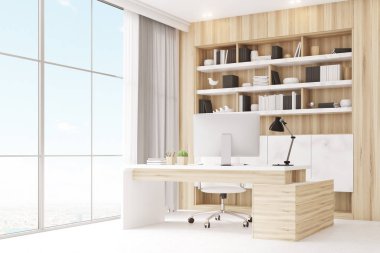 Hafif ahşap çalışma masa ile köşe