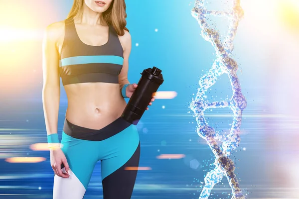 Спортсменка и ДНК — стоковое фото