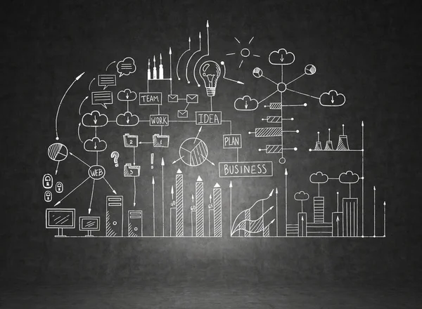 Bir kara tahta üzerinde beyaz iş düzeni