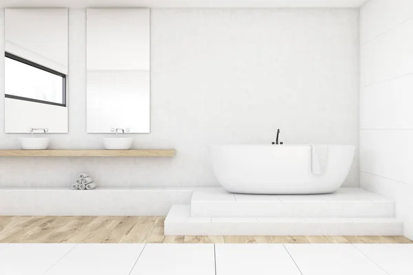 Bathroom with two mirrors, white — Stock Photo, Image