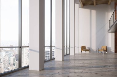 Boş ofis panoramik pencereli, yan