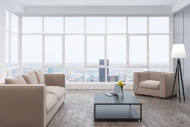 Oturma odası, koltuk ve pencere, yan