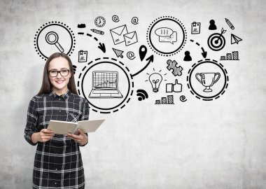 İnek kız ve kupa kroki