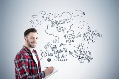 Defter ve kroki başlangıç sakallı adam