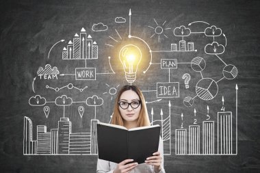 Kitap ve iş fikri ile Asyalı kadın