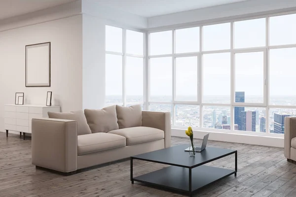 Oturma odası kanepe ve pencere — Stok fotoğraf