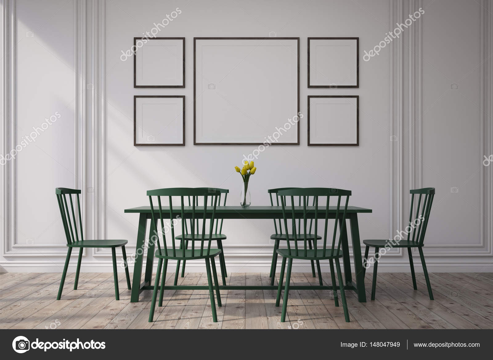 Interior comedor oscuro con los cuadros — Fotos de Stock ... Interior comedor oscuro con los cuadros — Fotos de Stock ...