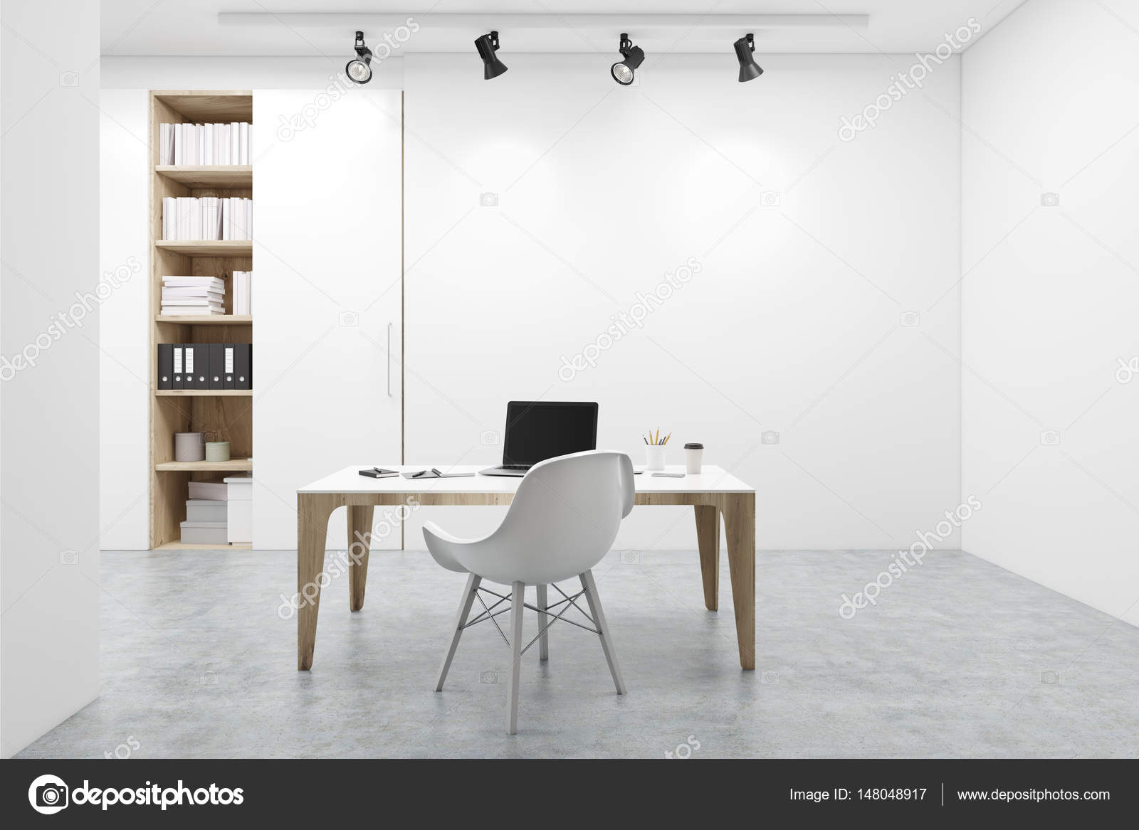 Çalışma alanı, beyaz sandalye, bilgisayar Stok Çalışma alanı, beyaz sandalye, bilgisayar Stok